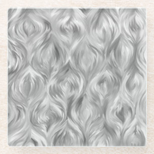 Dessous-de-verre En Verre Gris moderne et blanc Art Beverage Coaster