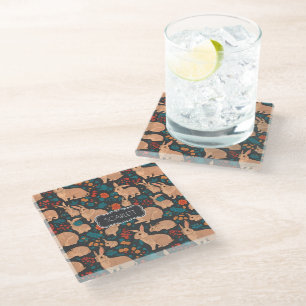 Dessous-de-verre En Verre Gris Rabbit Mosaïque coloré Motif personnalisé