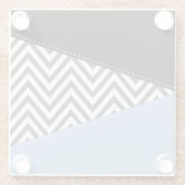 Dessous-de-verre En Verre Gris Zigzag, Gris Chevron, Motif Zigzag, Bleu (Dos)