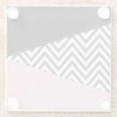 Dessous-de-verre En Verre Gris Zigzag, Gris Chevron, Motif Zigzag, Rose (Dos)