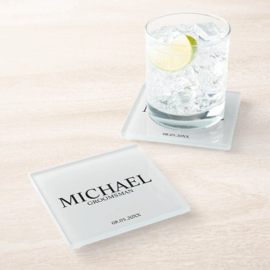 Dessous-de-verre En Verre Groomsmen Personnalisé Classique (Incliné)