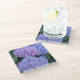 Dessous-de-verre En Verre Gros Hortensia Fleuris Floral