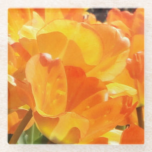 Dessous-de-verre En Verre Gros plan Tulipes orange et jaune