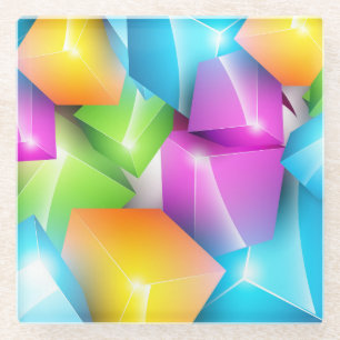 Dessous-de-verre En Verre Groupe cool et coloré de cubes 3D
