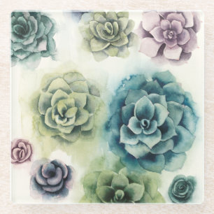 Dessous-de-verre En Verre Groupe de succulents