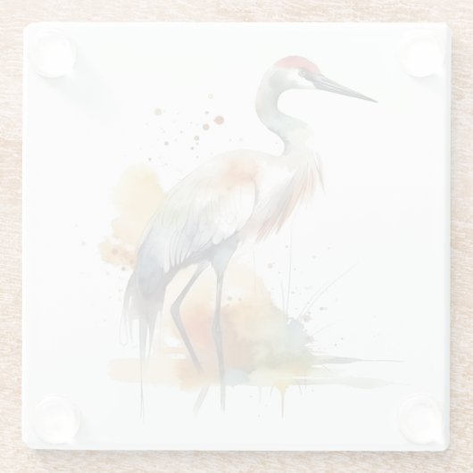 Dessous-de-verre En Verre Grue errante (Dos)
