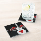 Dessous-de-verre En Verre Guitare du coeur volant (Incliné)