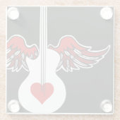 Dessous-de-verre En Verre Guitare du coeur volant (Dos)