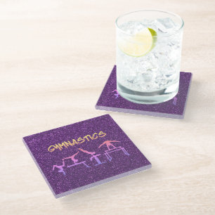 Dessous-de-verre En Verre Gymnastique Paillettes Violettes