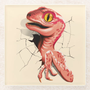 Dessous-de-verre En Verre Hachure de dinosaure de vélocirapeur réaliste