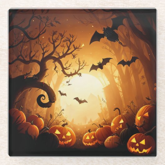 Dessous-de-verre En Verre Halloween/chauve-souris/Citrouille/automne (Devant)