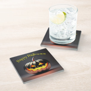 Dessous-de-verre En Verre Halloween Citrouille brillant