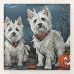 Dessous-de-verre En Verre Halloween Éffrayant West Highland