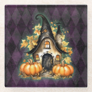 Dessous-de-verre En Verre Halloween Gothique Automne Fée Cottage Purple Jacq