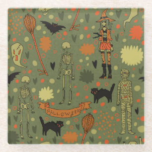 Dessous-de-verre En Verre Halloween Haunt : Mélange Vintage Éffrayant