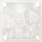 Dessous-de-verre En Verre Halloween sphynx chats Éffrayant (Dos)