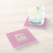 Dessous-de-verre En Verre Happy Chic Pink Flamingo (Incliné)