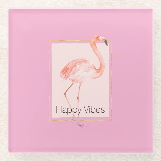 Dessous-de-verre En Verre Happy Chic Pink Flamingo (Devant)