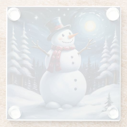 Dessous-de-verre En Verre Happy christmas snowman (Dos)