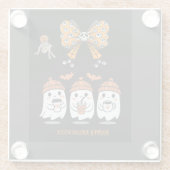 Dessous-de-verre En Verre Happy Halloween – fantômes café mignons (Dos)