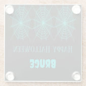 Dessous-de-verre En Verre Happy Halloween neon bleu spiderweb noir (Dos)
