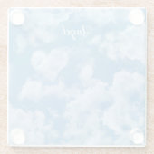 Dessous-de-verre En Verre Heart Cloud Ciel mignon Amusant Moderne Bleu Nom P (Dos)
