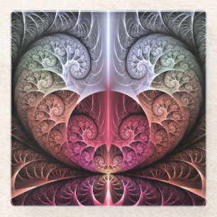 Dessous-de-verre En Verre Heartbeat, Abstrait surreal Imaginaire Fractal Art