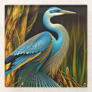 Dessous-de-verre En Verre Héron bleu à Reeds