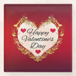 DESSOUS-DE-VERRE EN VERRE HEUREUSE SAINTE-VALENTIN !