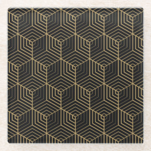 Dessous-de-verre En Verre Hexagonal Harmony : Art Déco Elegance
