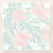 Dessous-de-verre En Verre Hibiscus à l'orange tropicale (Dos)