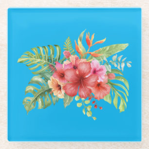 Dessous-de-verre En Verre Hibiscus aquarelle