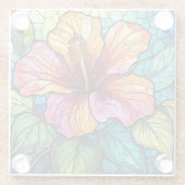 Dessous-de-verre En Verre Hibiscus tropical Vitrail art (Dos)