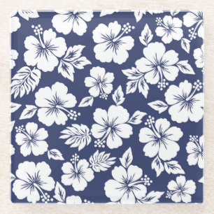 Dessous-de-verre En Verre Hibiscus vibrant : Floral Motif sans joint.