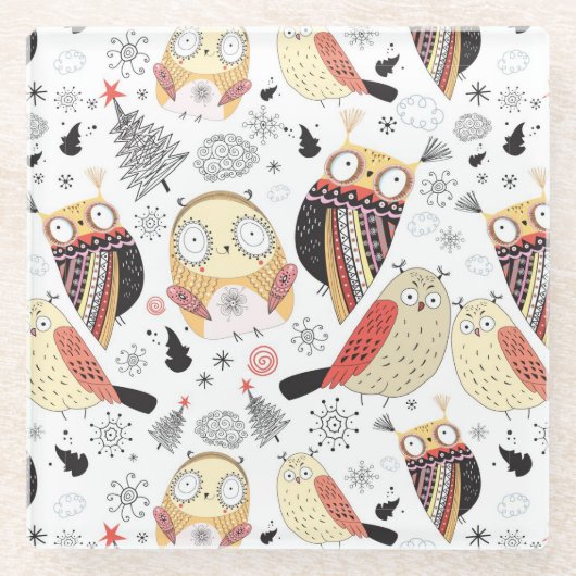 Dessous-de-verre En Verre Hibou drôle de texture (Devant)