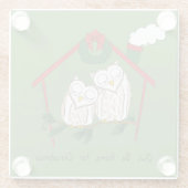 Dessous-de-verre En Verre Hibou Noël mignon Enfants (Dos)