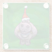 Dessous-de-verre En Verre Hippo Festif Sur Vert (Dos)