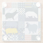 Dessous-de-verre En Verre Hippo quadrillé (Dos)