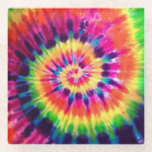 Dessous-de-verre En Verre Hippy Peace Retro 60s Tie Dye