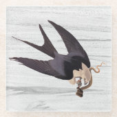 Dessous-de-verre En Verre Hirondelle faucon avec serpent sur gris rustique (Devant)