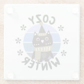 Dessous-de-verre En Verre Hiver agréable, chouette (Dos)