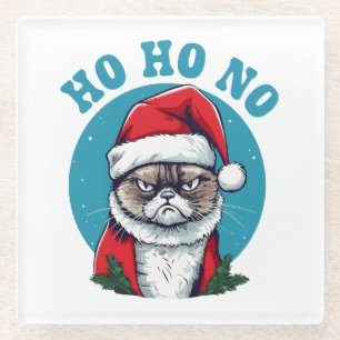 Dessous-de-verre En Verre Ho ho non - drôle de chat grumpy santa