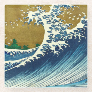Dessous-de-verre En Verre Hokusai Grande Vague Japon Océan Vintage