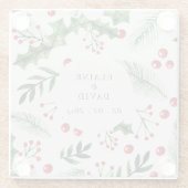 Dessous-de-verre En Verre Holly Berries Noël Mariage d'hiver (Dos)