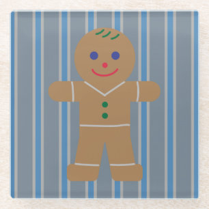 Dessous-de-verre En Verre Homme de pain d'épices amusant et fantaisiste