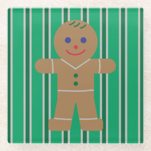 Dessous-de-verre En Verre Homme en pain d'épices de Noël amusant et fantaisi