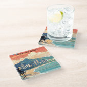 Dessous-de-verre En Verre Honolulu Waikiki Beach Hawaii Panorama (Incliné)