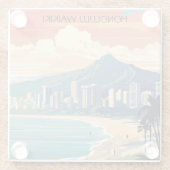 Dessous-de-verre En Verre Honolulu Waikiki Beach Hawaii Panorama (Dos)