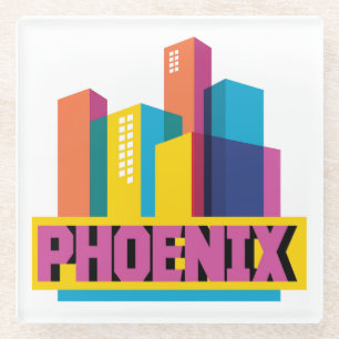 Dessous-de-verre En Verre Horizon au néon de Phoenix, Arizona