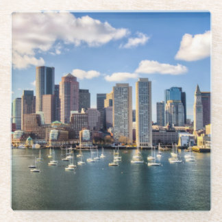 Dessous-de-verre En Verre Horizon de Boston de bord de mer